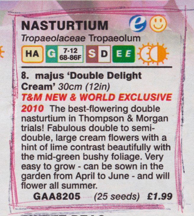 tropaeolum majus double delight cream